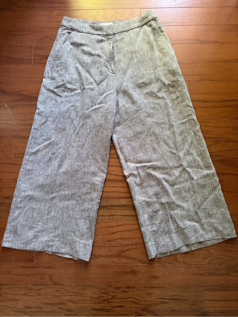 H&M Gray Wide-Leg Linen Blend Pants Size 6